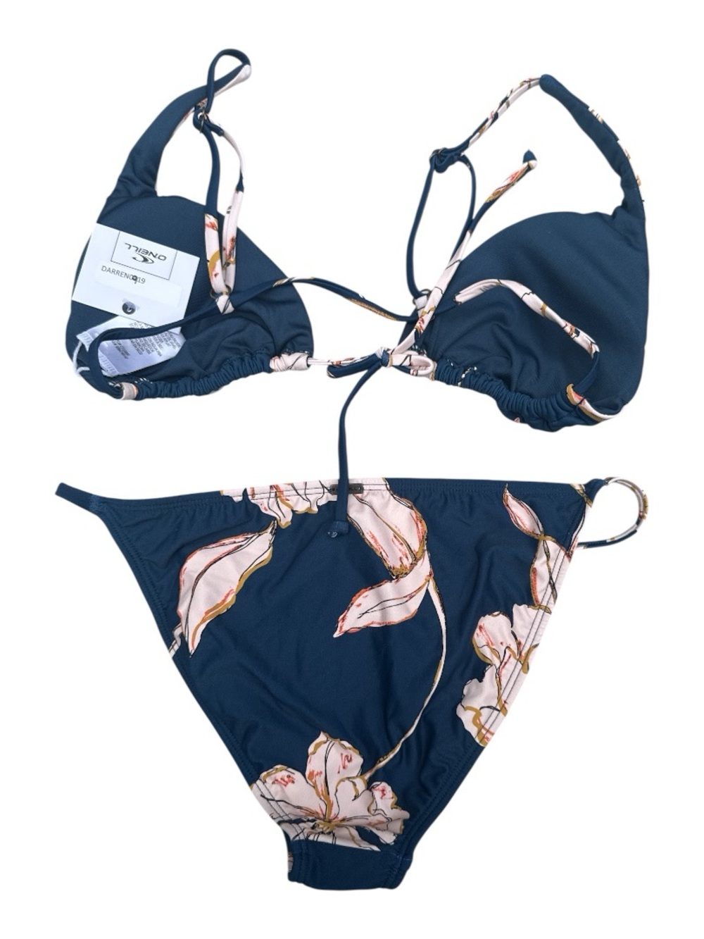 O'Neill Navy Floral String Bikini Set Size Small NWT - Picture 3 of 4